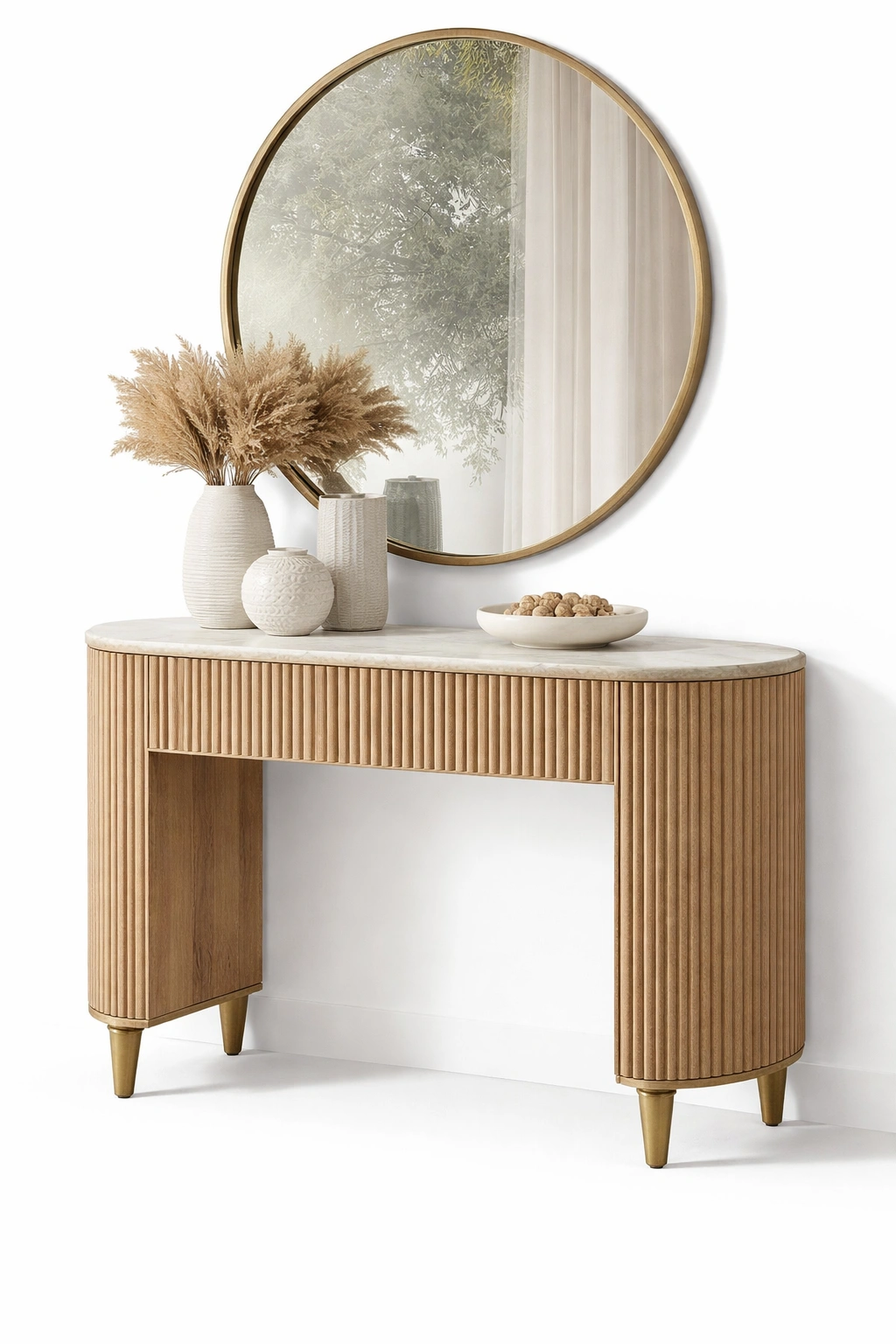 Console avec miroir rond-Norvirox