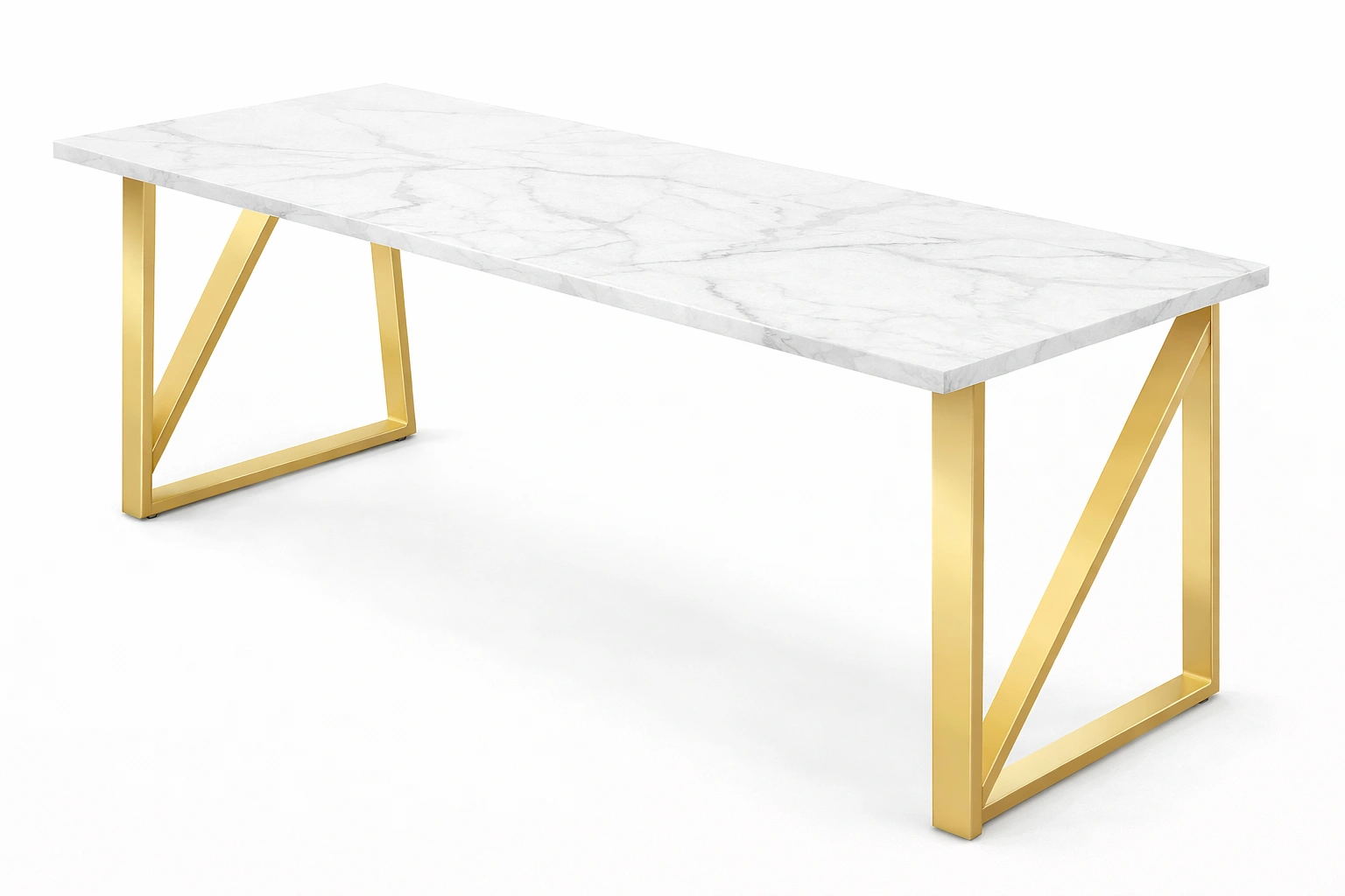 Table à manger avec plateau marbre et pieds dorés-Norvirox