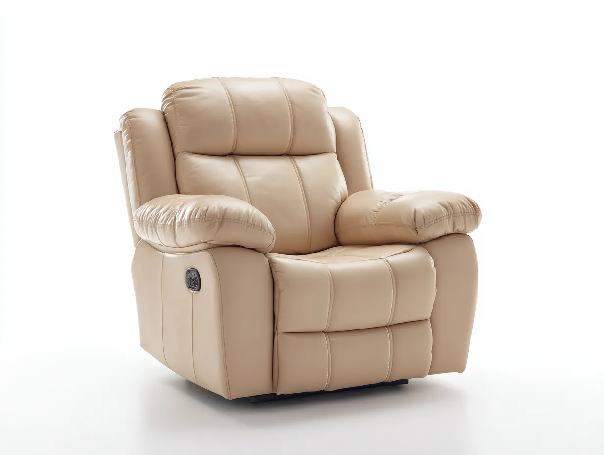 Liegesessel - Kunstleder-Metall-Holz - 105 x 98 x 112 cm - Beige - Modern-Homimyhub