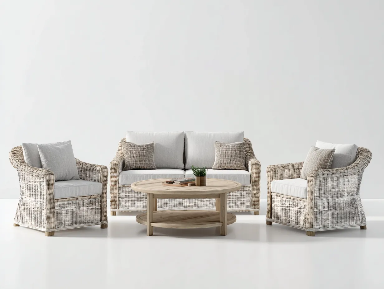 Gartensofa - Polyrattan-Holz - 150 x 85 x 87 cm - Naturbeige - Modernes Lounge-Design-Homimyhub