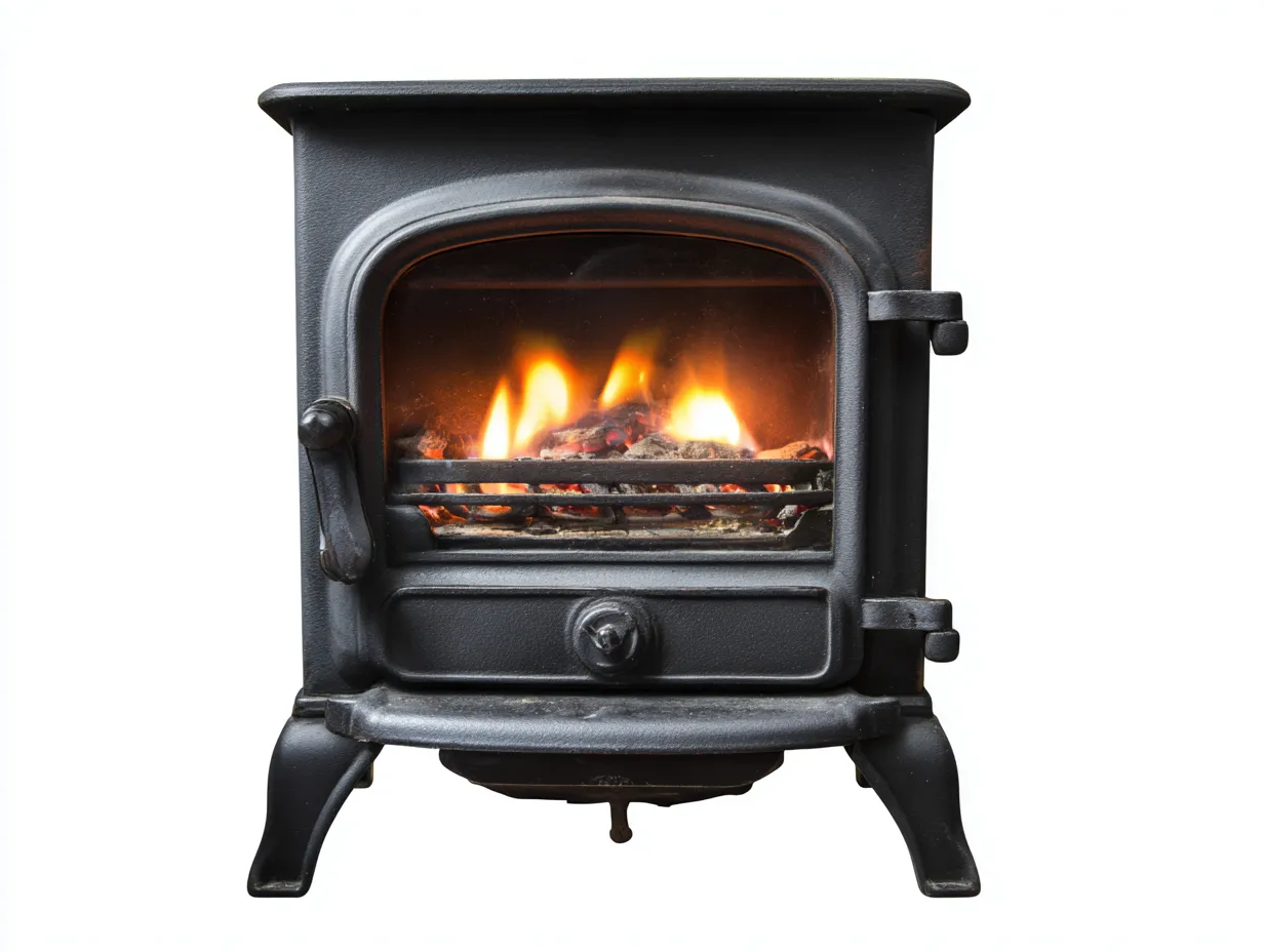 Kamin - Gusseisen-Glas - 58 x 42 x 63 cm - Schwarz-Orange - Klassisch-Homimyhub