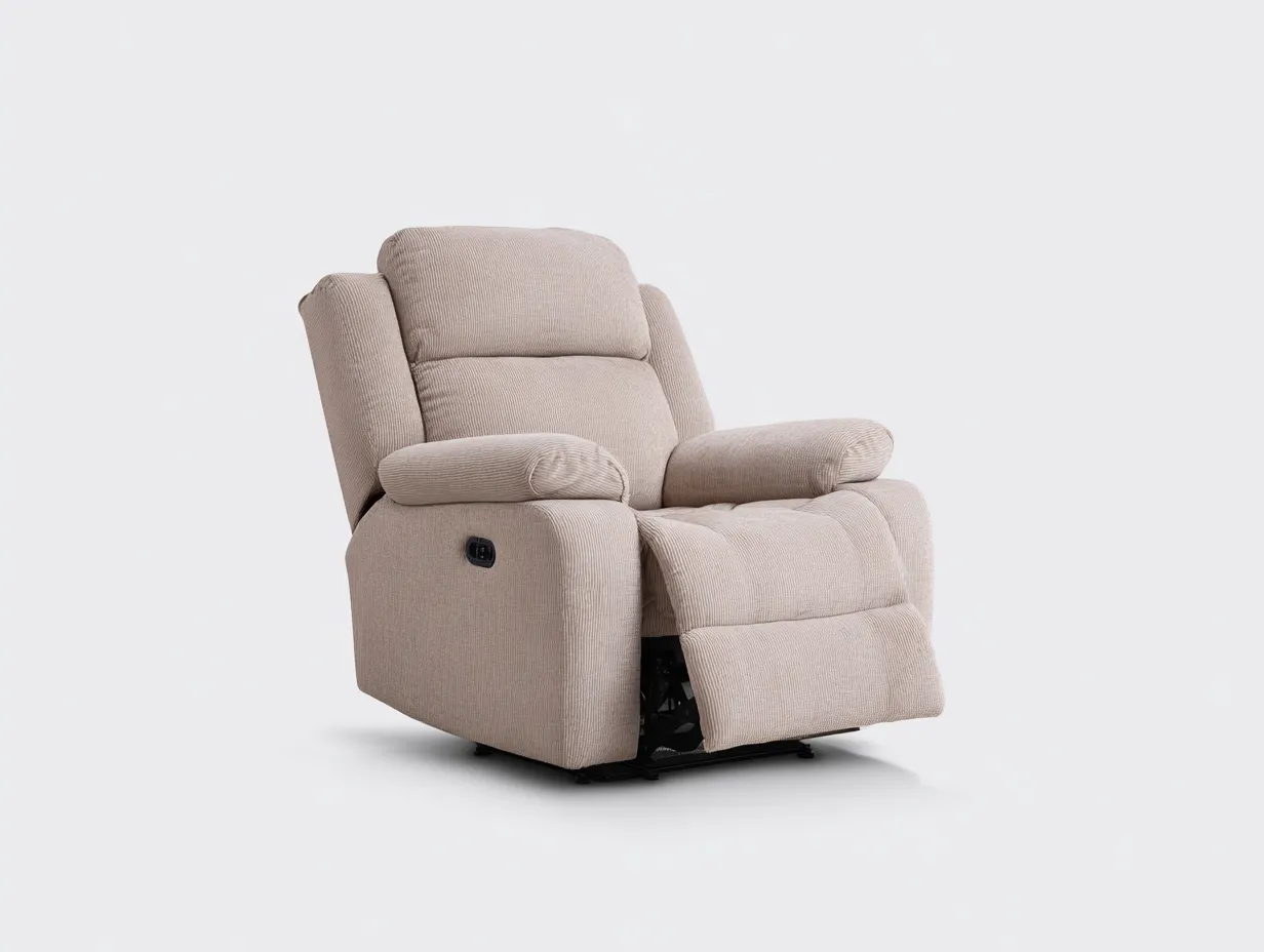 Liegesessel - Stoff-Metall - 97 x 92 x 107 cm - Beige - Modern-Homimyhub