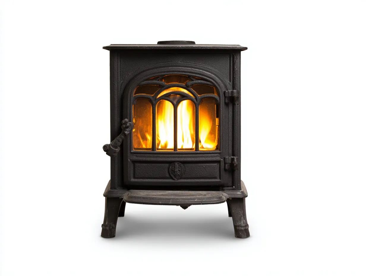 Kamin - Gusseisen-Glas - 52 x 41 x 67 cm - Schwarz-Orange - Klassisch-Homimyhub