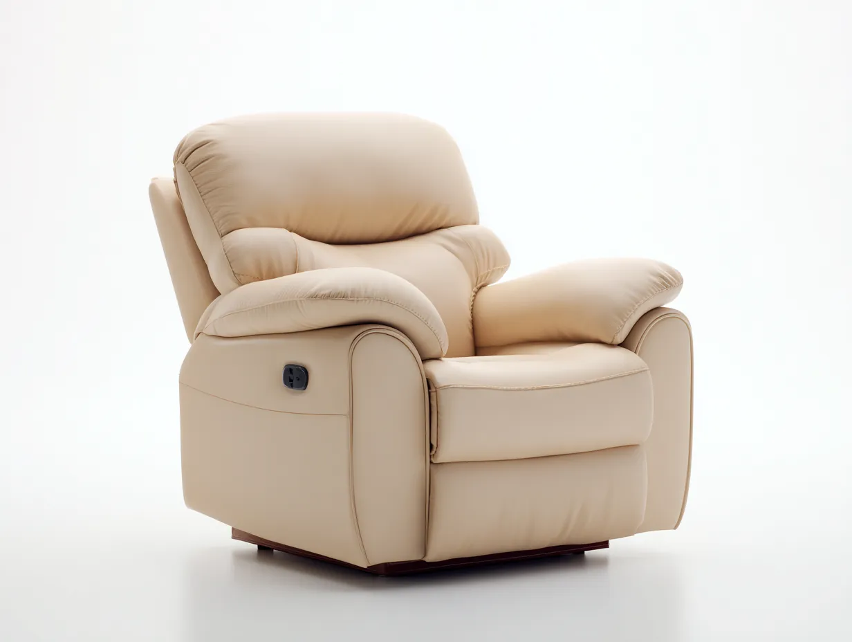 Liegesessel - Kunstleder-Metall-Holz - 104 x 97 x 111 cm - Beige - Modern-Homimyhub