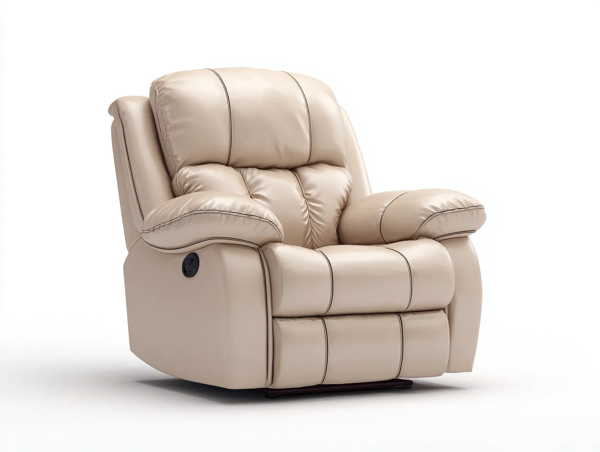 Liegesessel - Kunstleder-Metall-Holz - 105 x 98 x 112 cm - Beige - Modern-Homimyhub