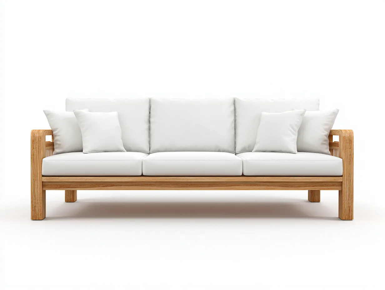 Gartensofa - Holz - 210 x 80 x 78 cm - Natur-Weiß - Modernes Gartenlounge-Design-Homimyhub