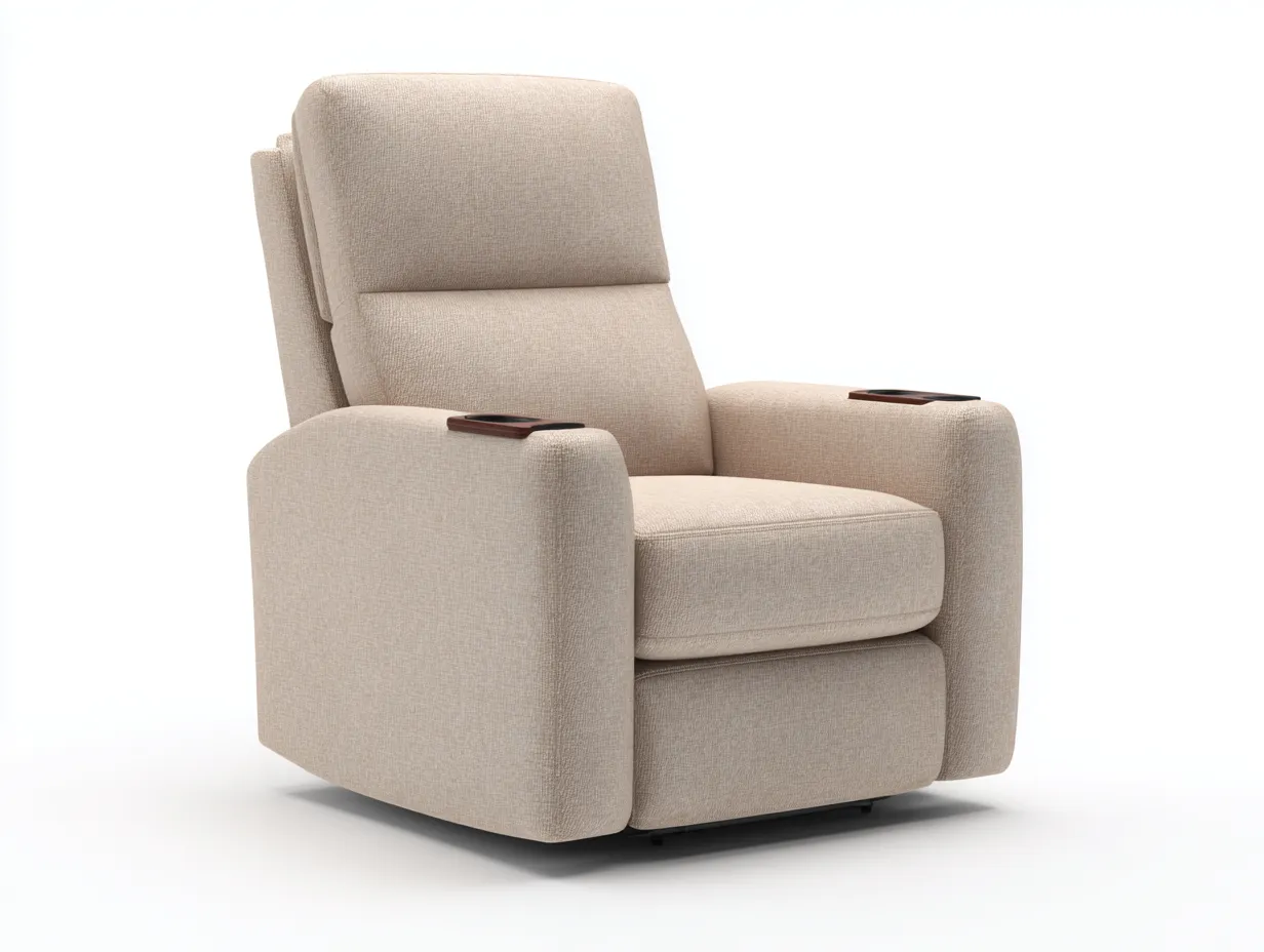 Liegesessel - Stoff-Metall-Holz - 101 x 95 x 110 cm - Beige - Modern-Homimyhub