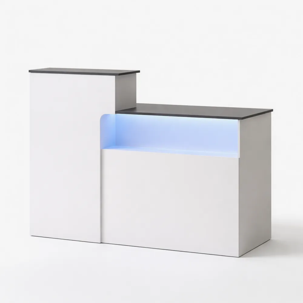 Banco reception ufficio con luce LED e cassetti multipli