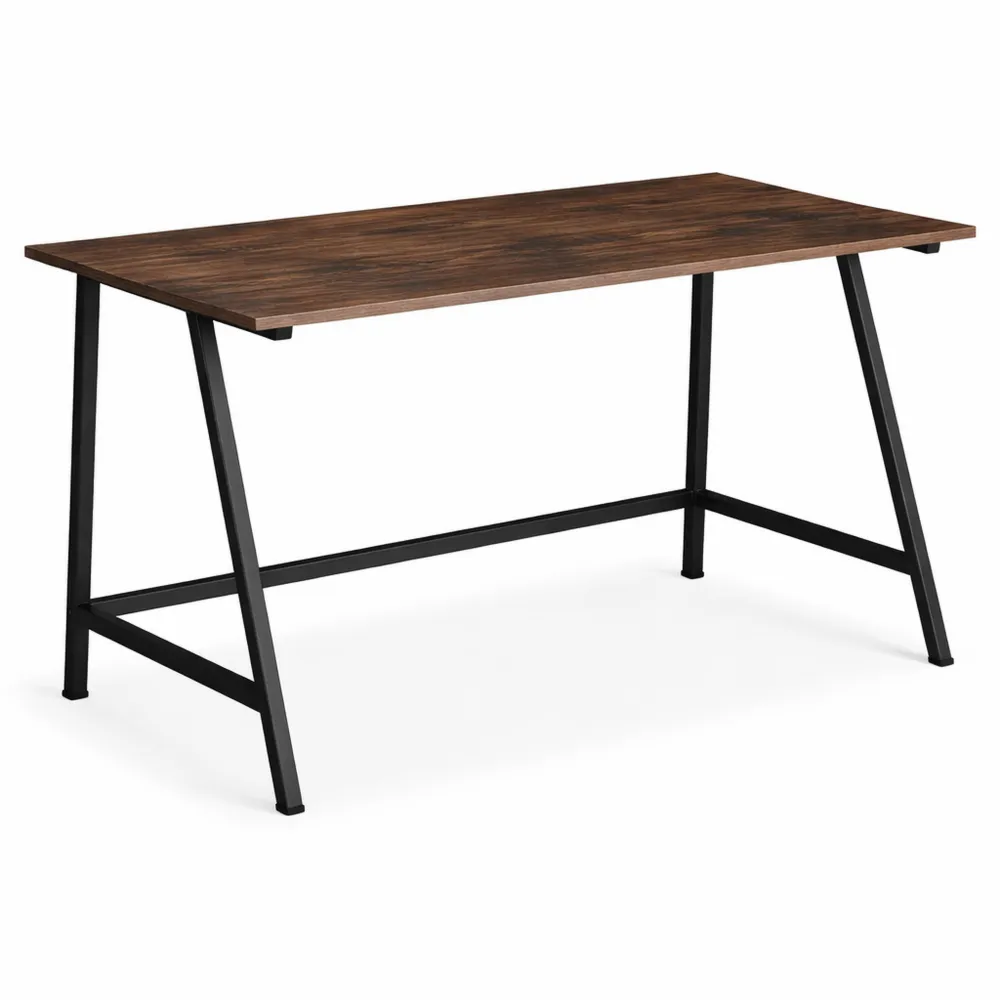 Scrivania Gaming in Legno Industriale Scuro con Telaio in Acciaio