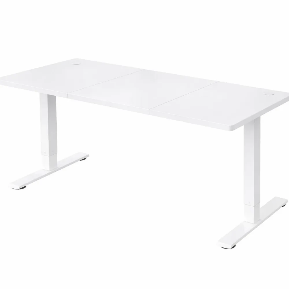 Scrivania Regolabile Elettrica con Pannello Intelligente e Caricatore USB, Funzioni di Memoria, 140 x 60 cm, Bianco