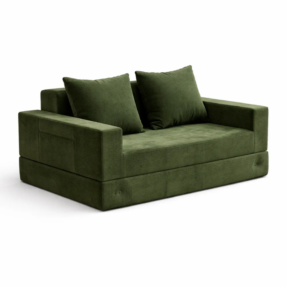 Divano Letto Pieghevole Multifunzionale in Velluto a Coste per Soggiorno