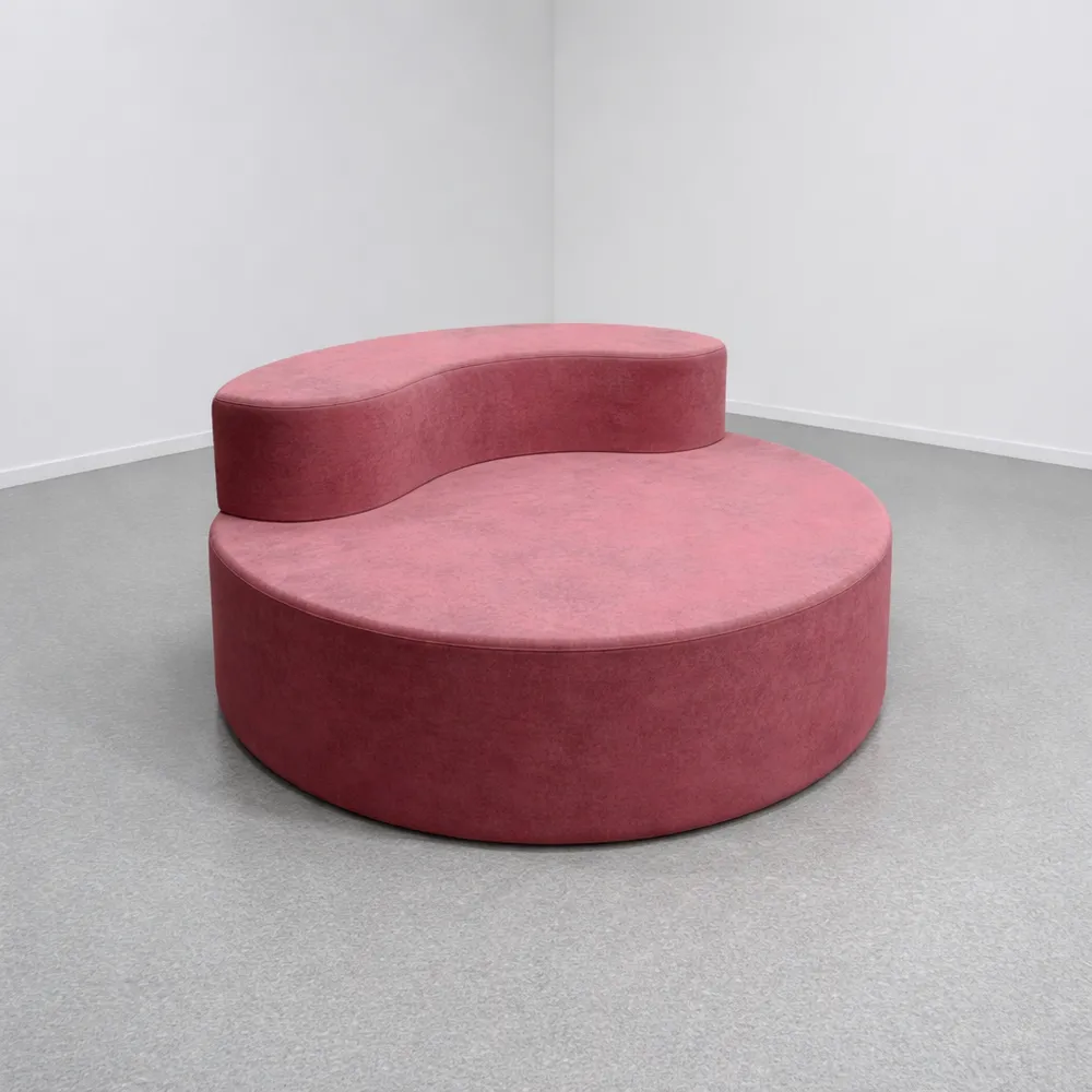 Divano Rotondo con Tessuto Morbido e Schienale Curvo