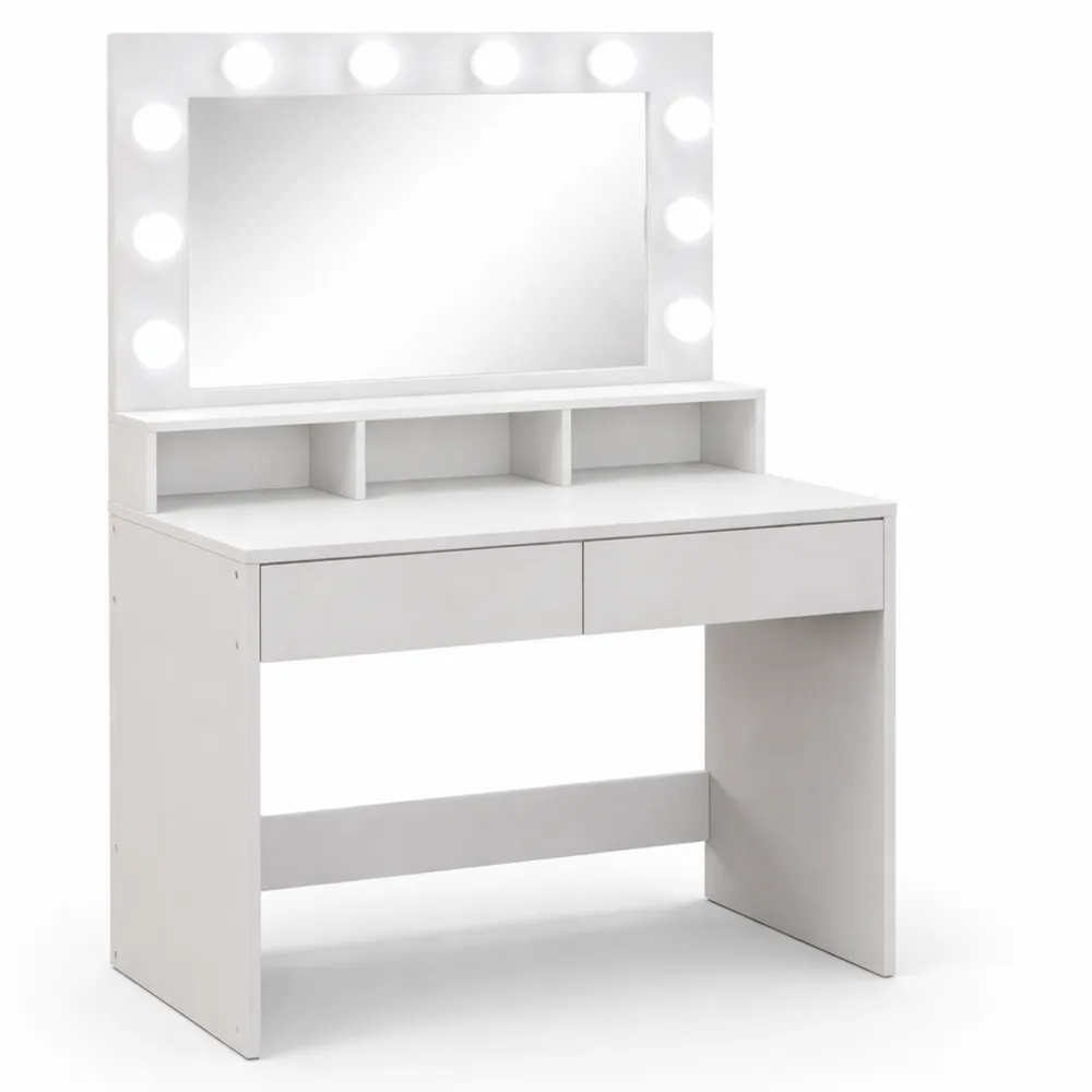 Toeletta Trucco con Specchio e Luci LED Regolabili, Postazione con Cassetti e Scomparti