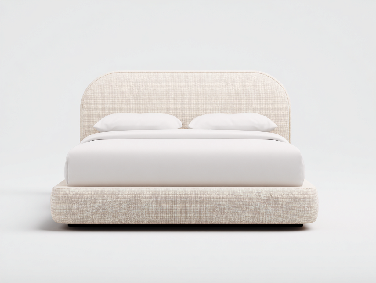 Lit double tapissé tissu 210x170x100 cm - beige - design moderne pour chambre