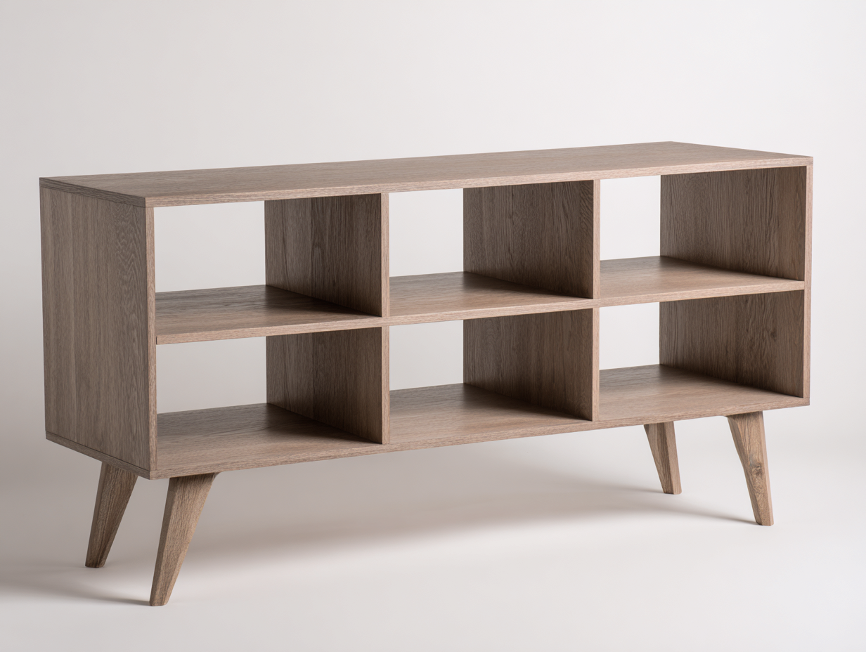 Bibliothèque basse en bois 120x35x60 cm - chêne clair - étagère ouverte pour salon ou bureau