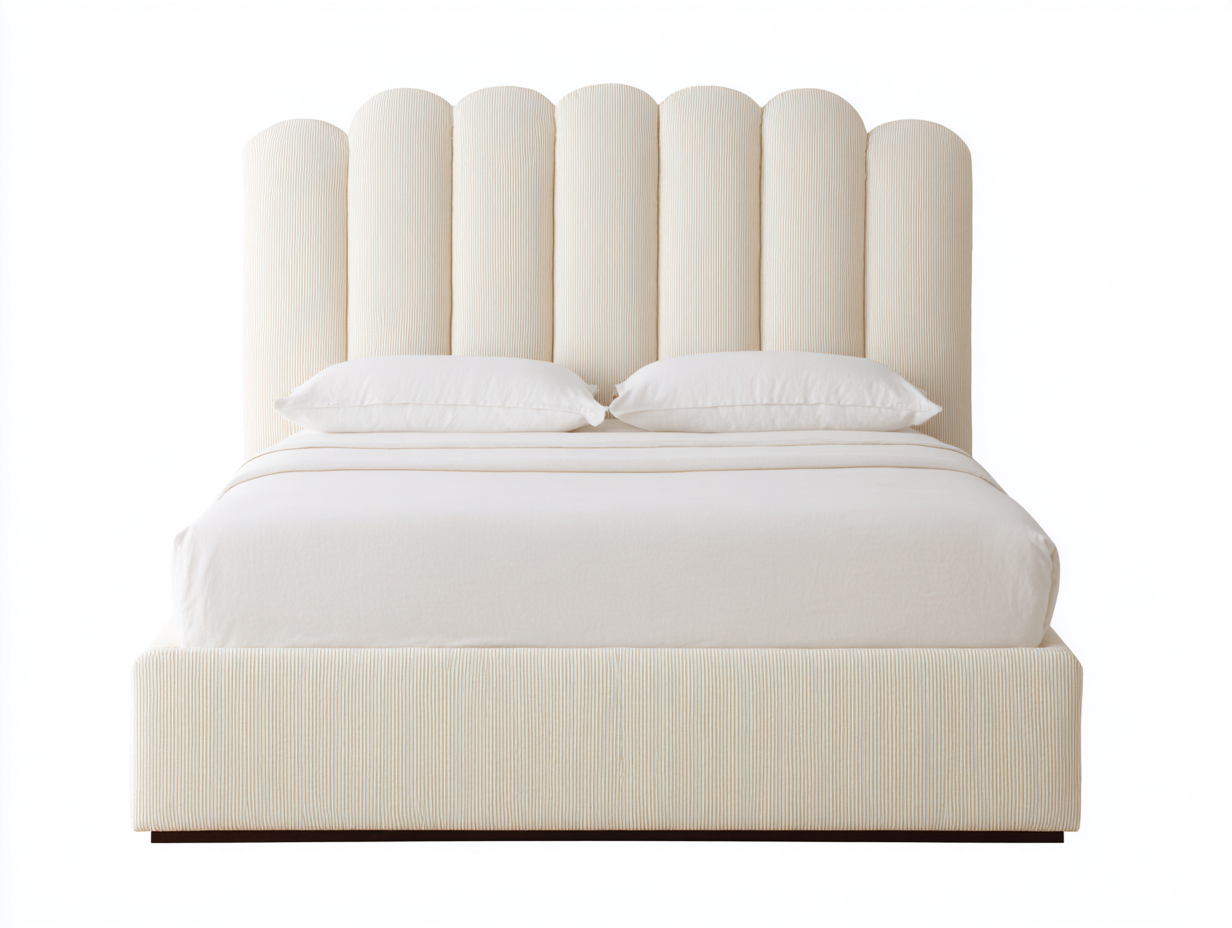 Lit double tapissé tissu 220x180x120 cm - beige - design contemporain pour chambre