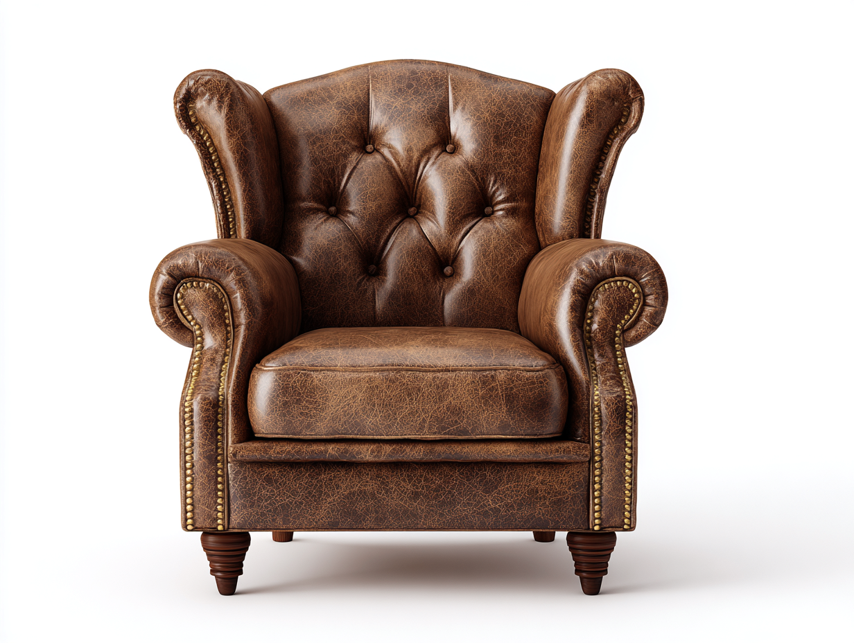 Fauteuil en cuir capitonné 85x90x95 cm - marron - assise rembourrée avec accoudoirs pour salon