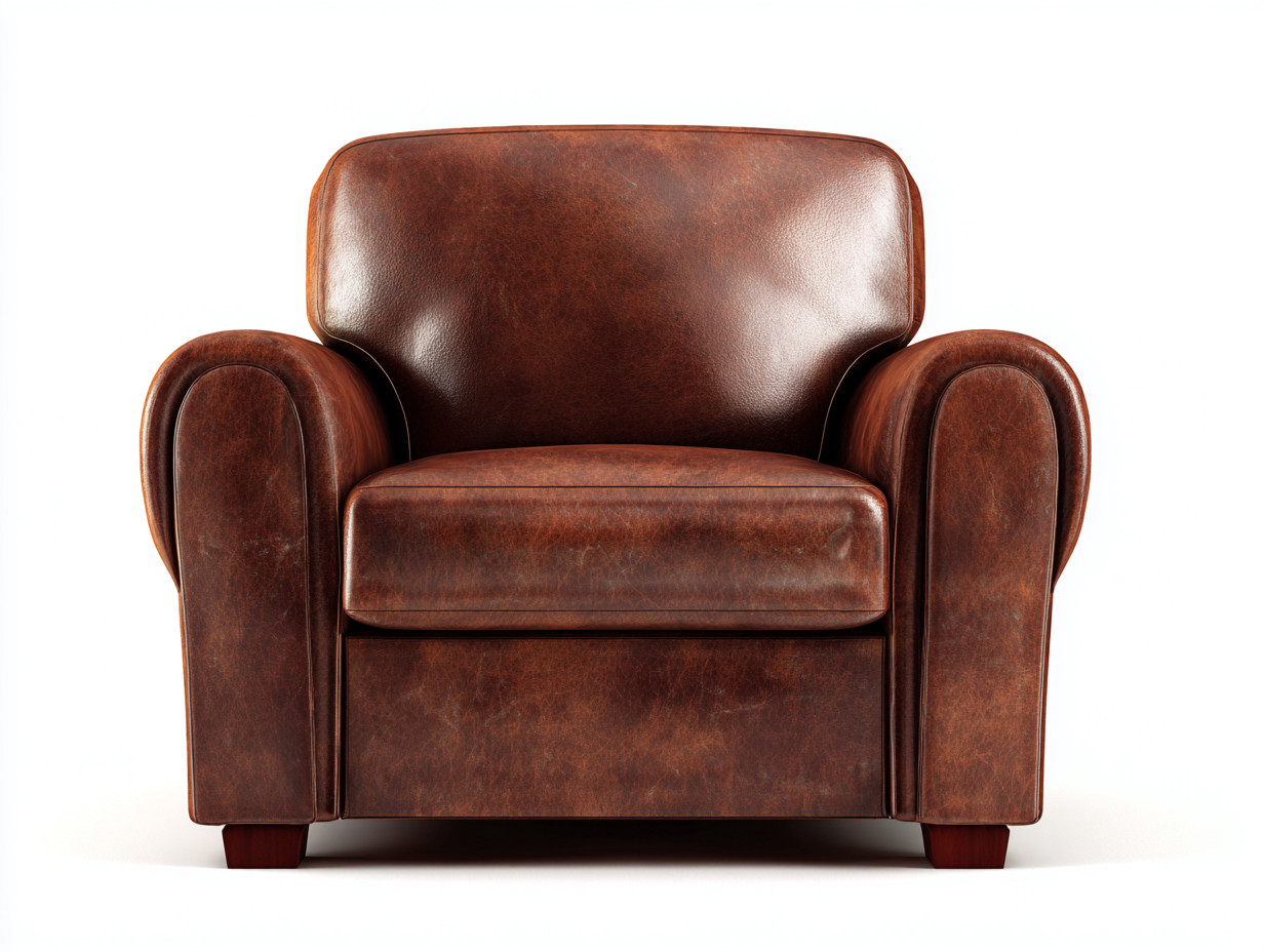Fauteuil en cuir 85x90x95 cm - marron - assise rembourrée avec accoudoirs pour salon
