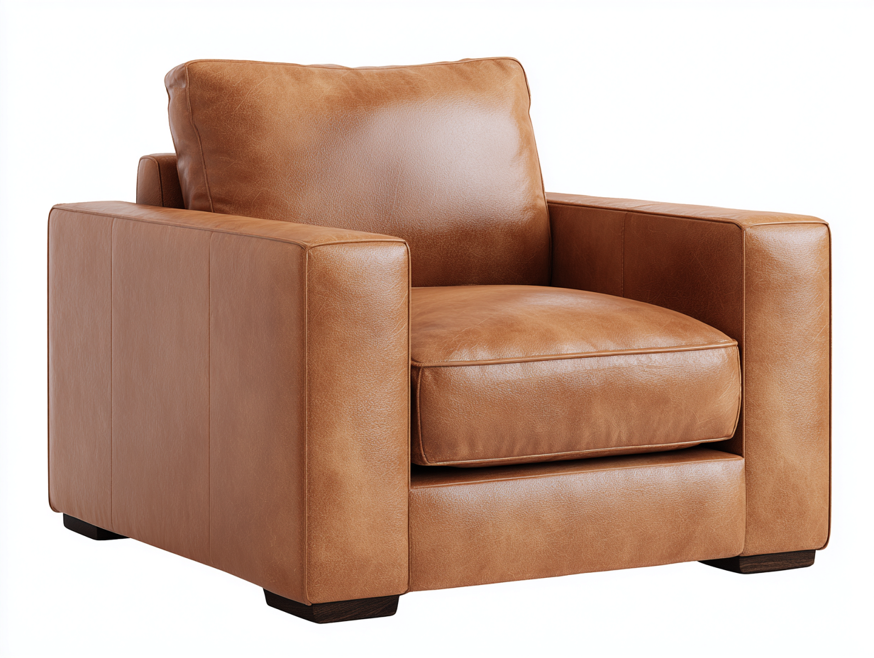 Fauteuil en cuir 90x88x80 cm - marron - style contemporain pour salon