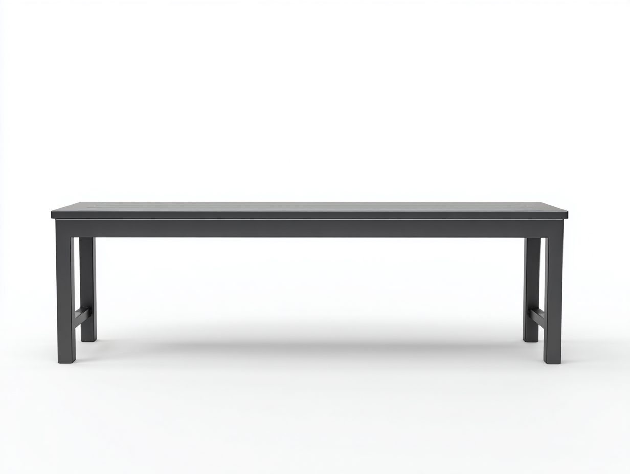 Banc de jardin en métal 150x40x45 cm - noir - assise rectangulaire pour extérieur