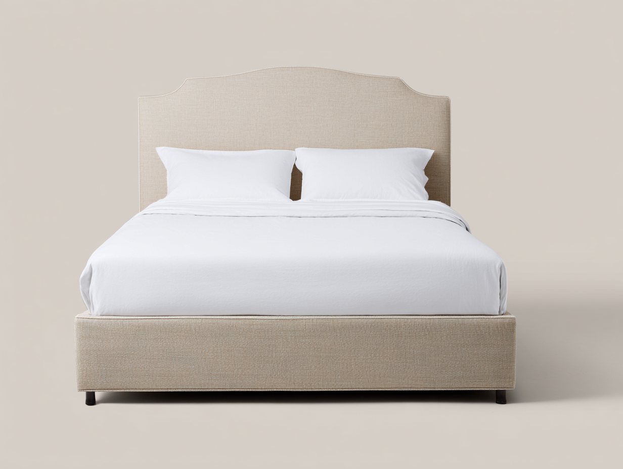 Lit double tapissé tissu 218x178x118 cm - beige - style élégant pour chambre