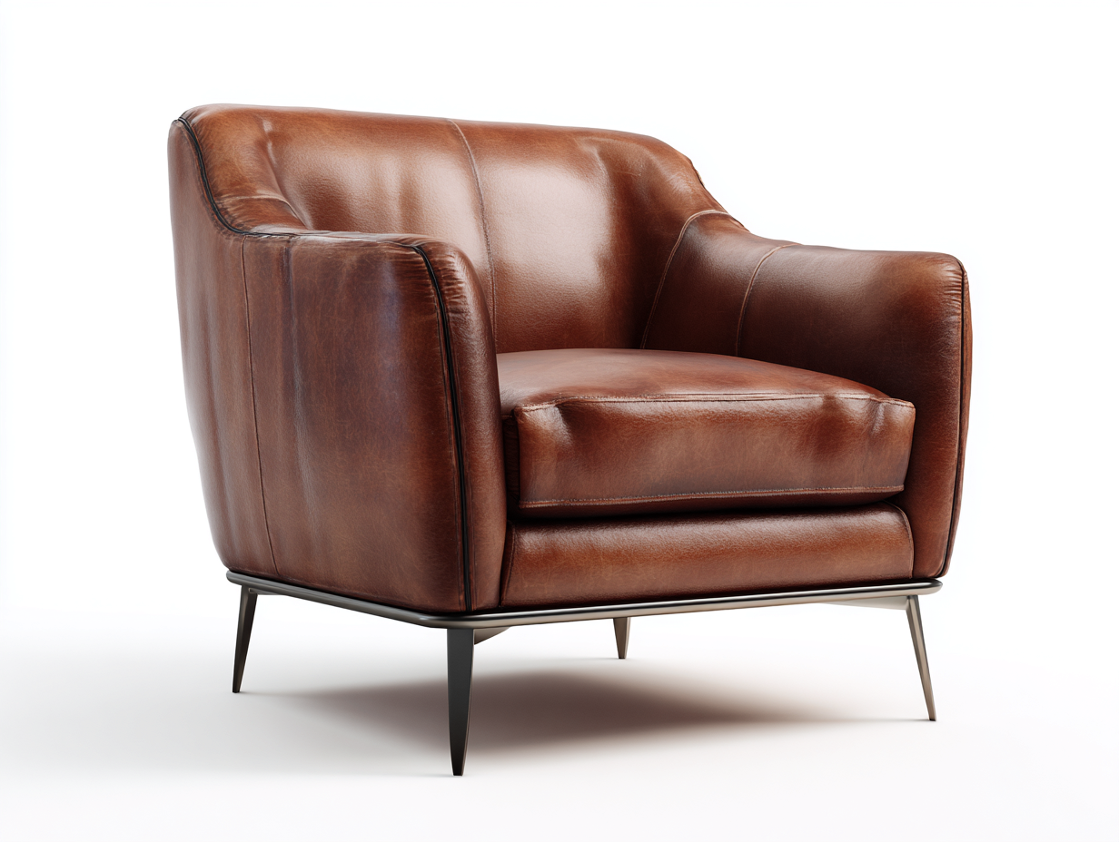 Fauteuil en cuir 80x85x75 - marron - assise rembourrée pour salon