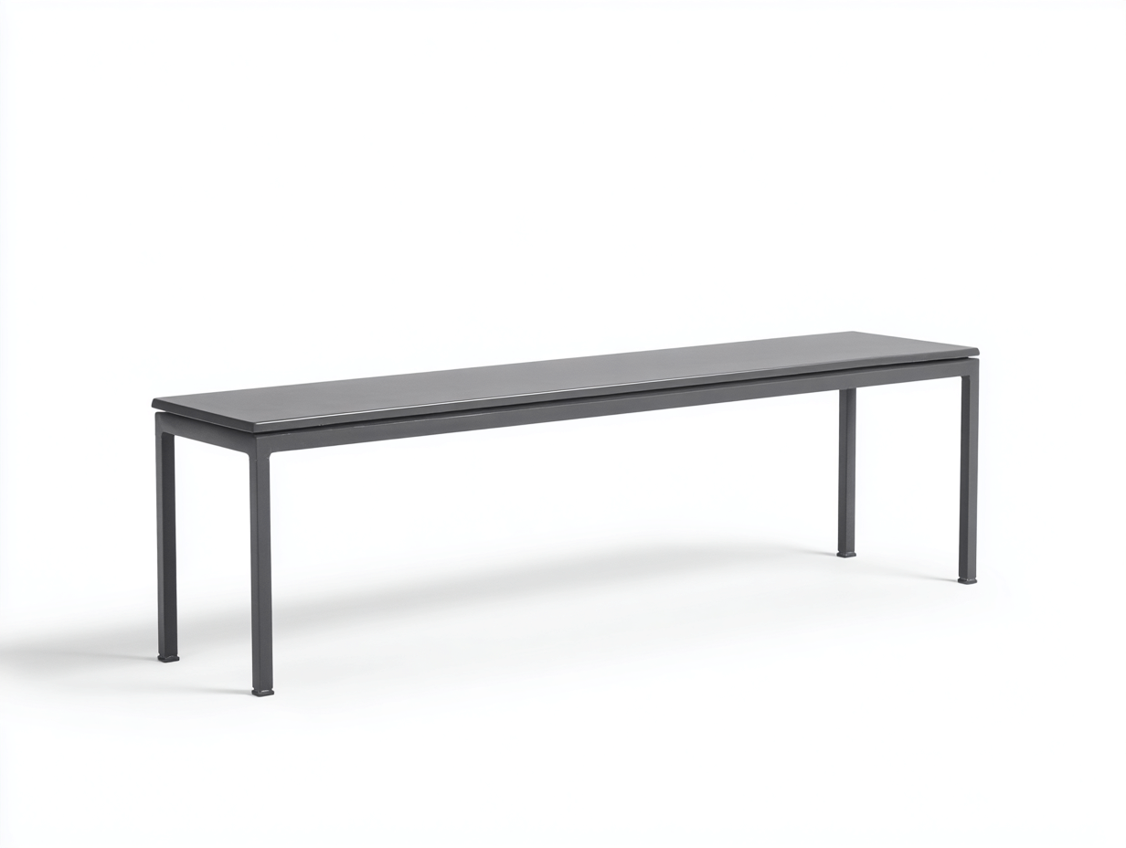 Banc de jardin en métal 160x40x45 cm - gris foncé - assise rectangulaire pour extérieur