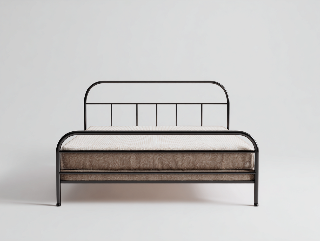 Lit double métal 210x165x105 cm - noir - style industriel pour chambre