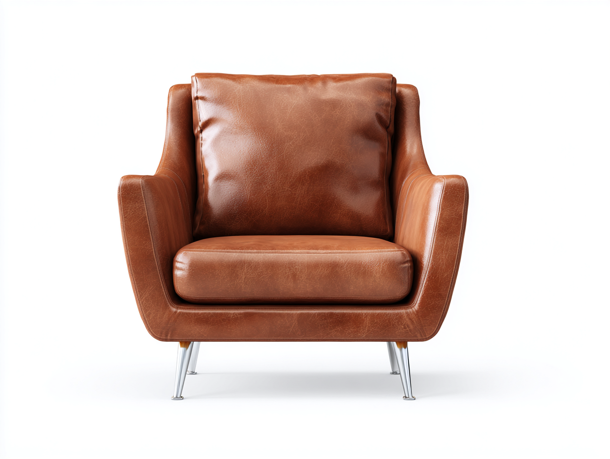 Fauteuil en cuir 78x82x78 cm - marron - assise rembourrée avec accoudoirs pour salon