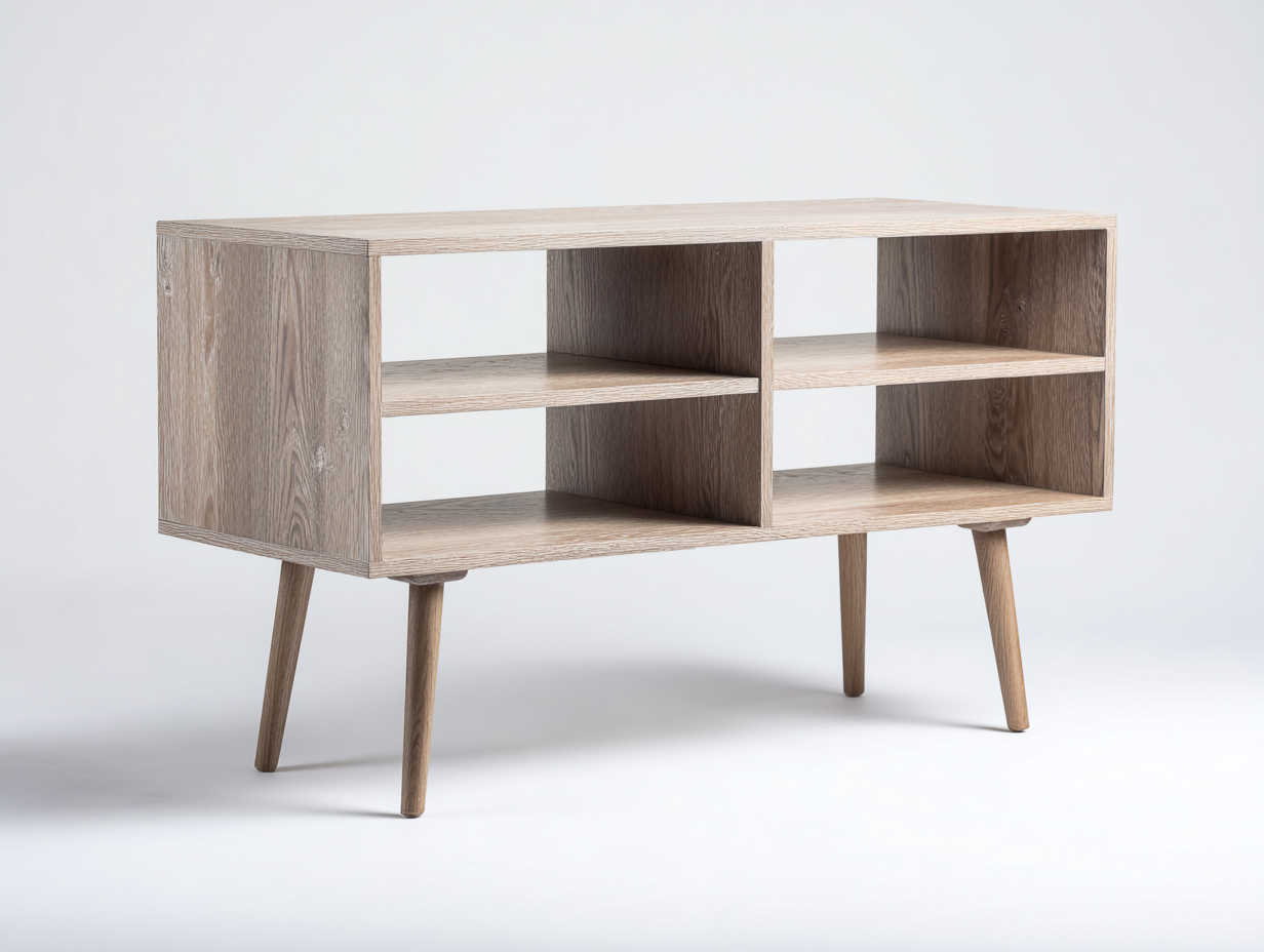 Bibliothèque basse en bois 120x35x60 cm - chêne clair - étagère ouverte pour salon ou bureau