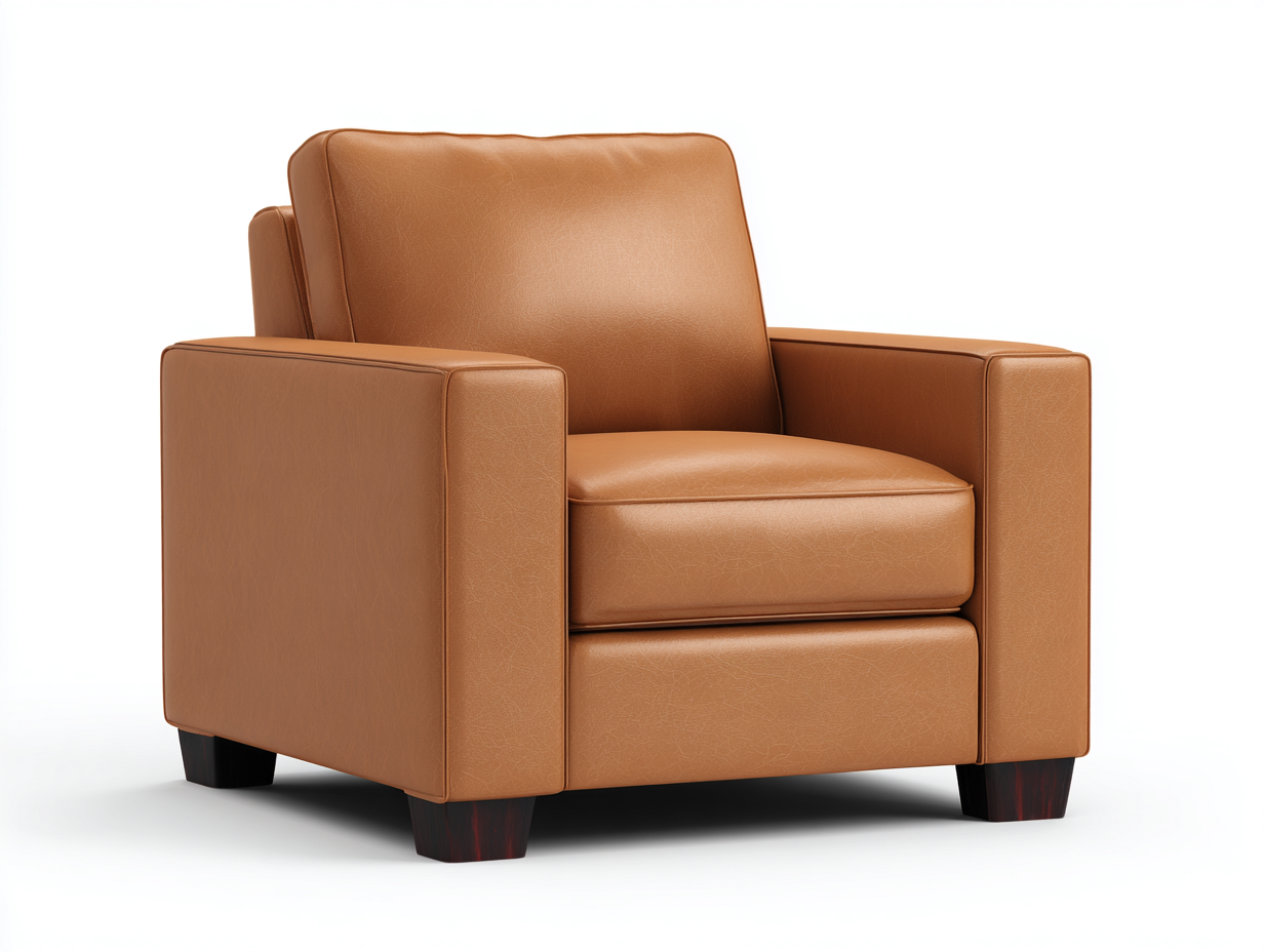 Fauteuil en cuir 88x92x82 cm - camel - assise rembourrée avec accoudoirs pour salon