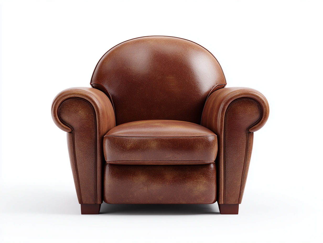 Fauteuil en cuir 85x90x85 cm - marron foncé - assise rembourrée avec accoudoirs pour salon