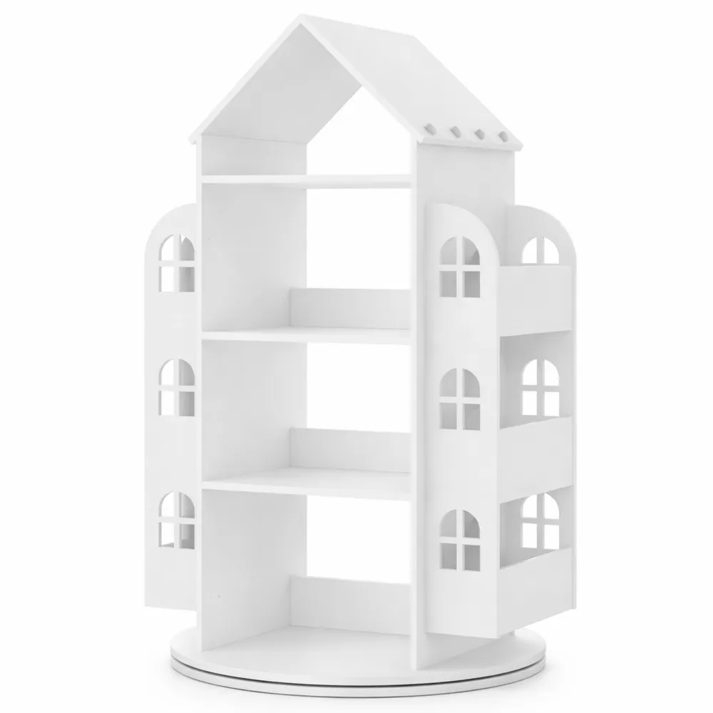 Étagère Rotative Enfant 4 Niveaux, Rangement Jouets 13 Compartiments