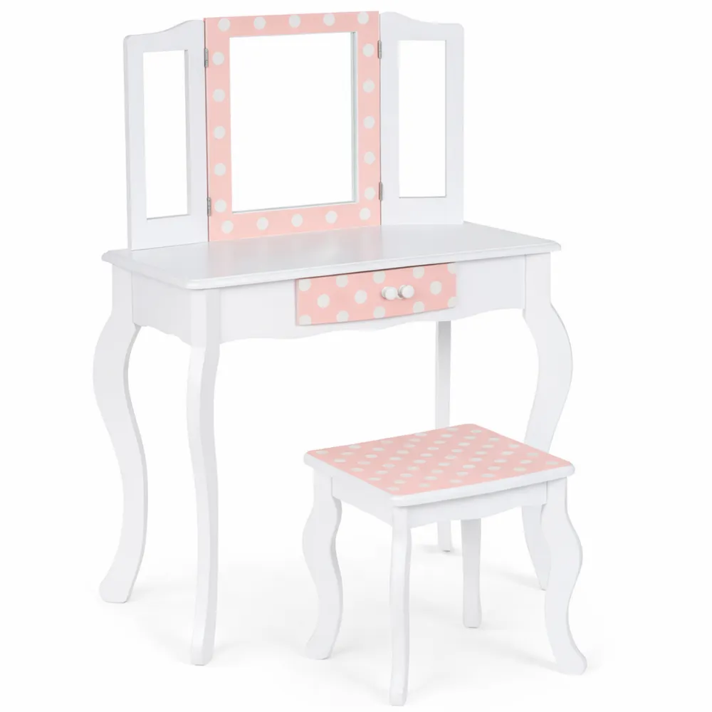 Coiffeuse Enfant avec Miroirs et Tabouret Inclus