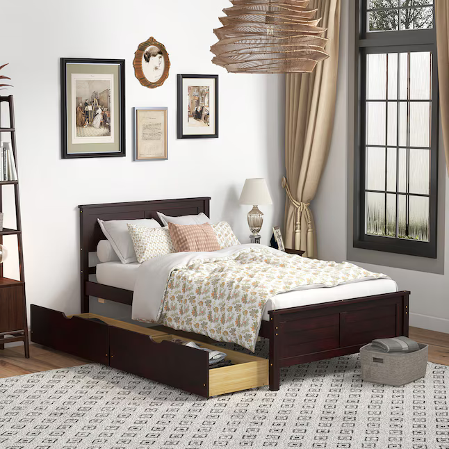 Wood Bed Frame Storage with Headboard
