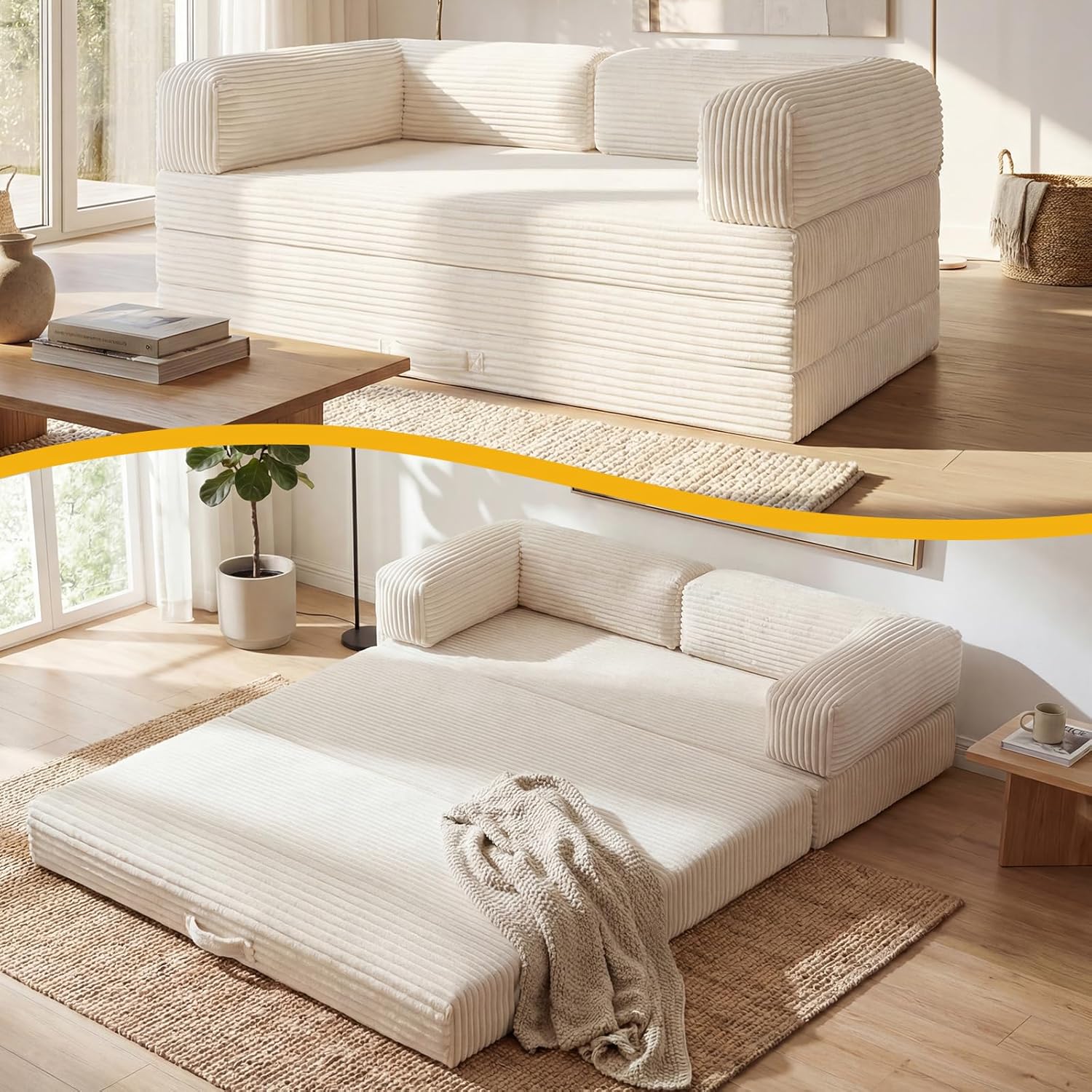 Tri-Folding Mattress Queen Futon Sofa Bed