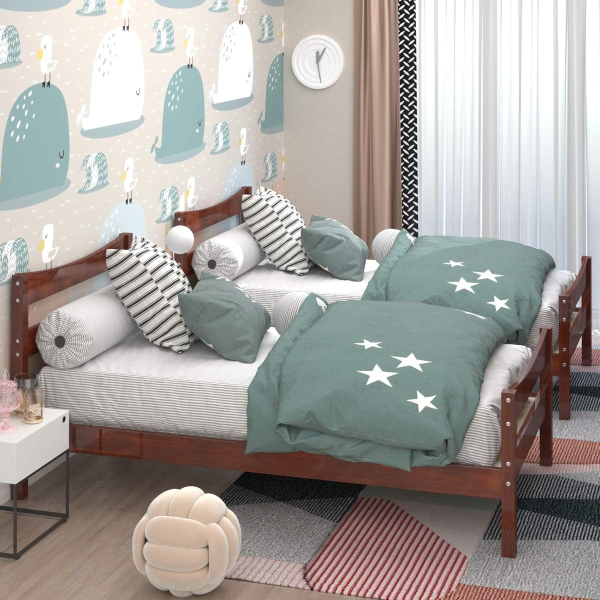 Dark Brown Wood Bed Frame with Headboard