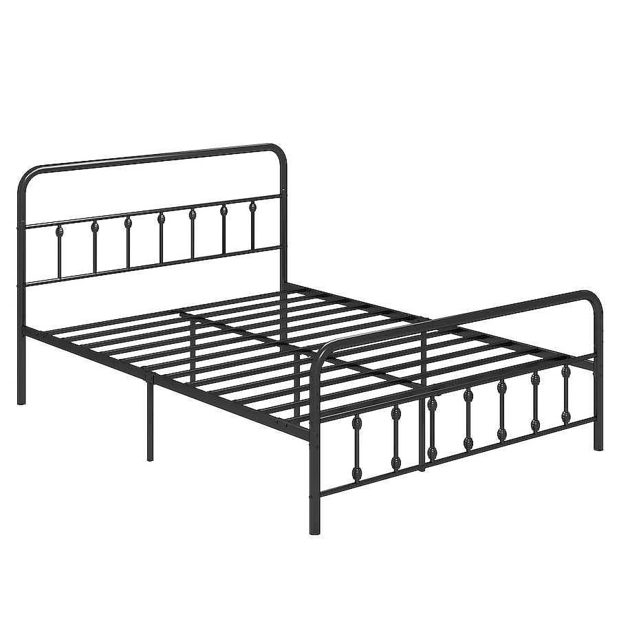 Black Metal Bed Frame with Headboard