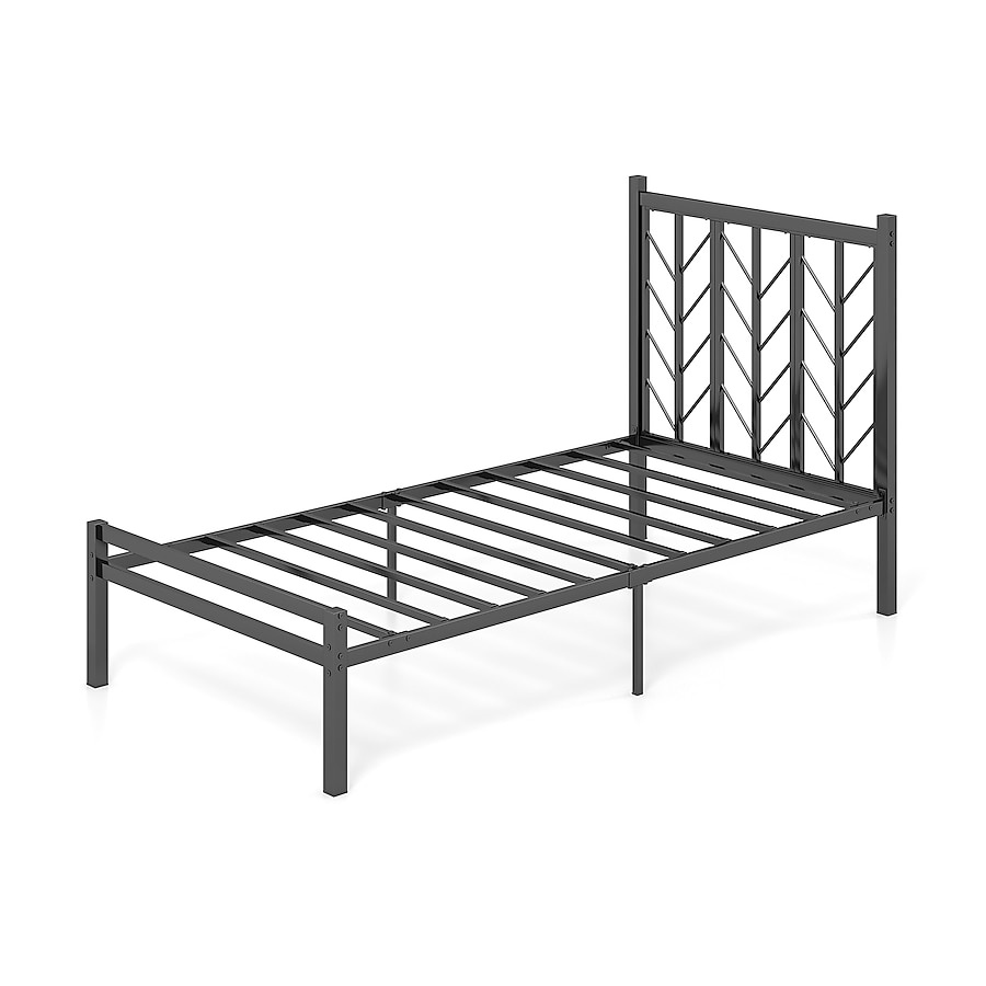 Black Metal Bed Frame with Headboard