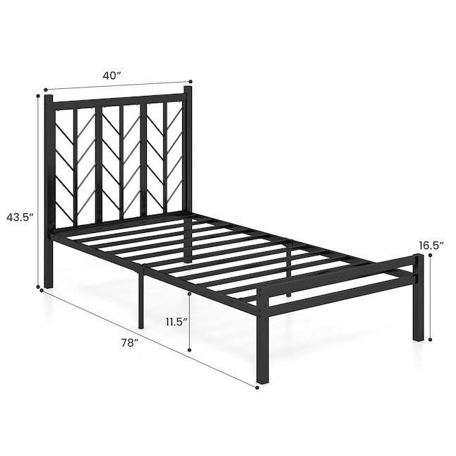 Black Metal Bed Frame with Headboard