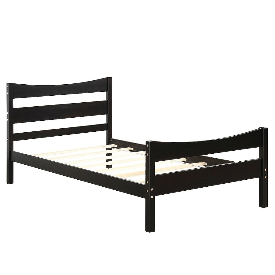 Dark Brown Wood Bed Frame with Headboard