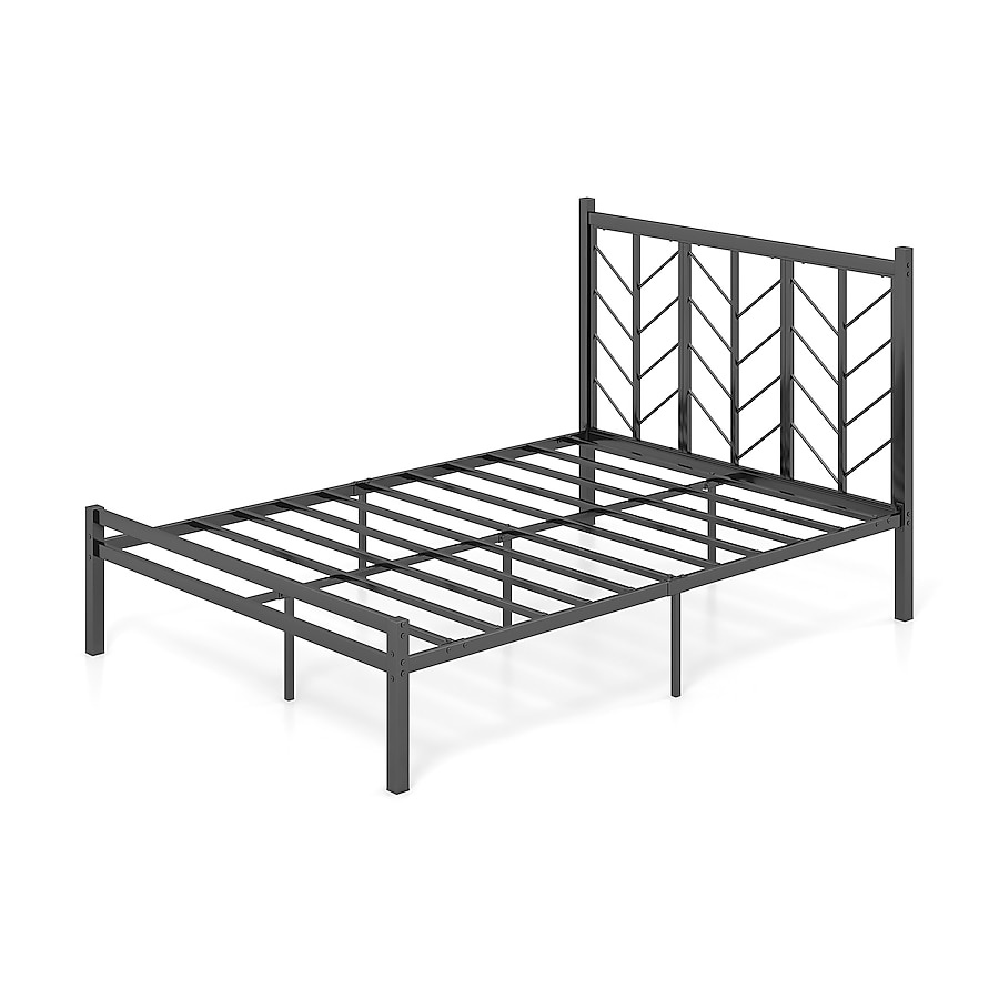 Full Black Metal Bed Frame with Headboard
