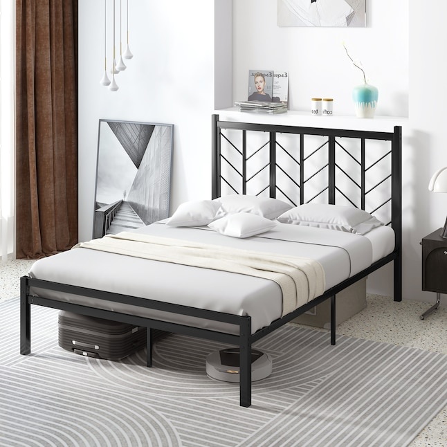 Full Black Metal Bed Frame with Headboard