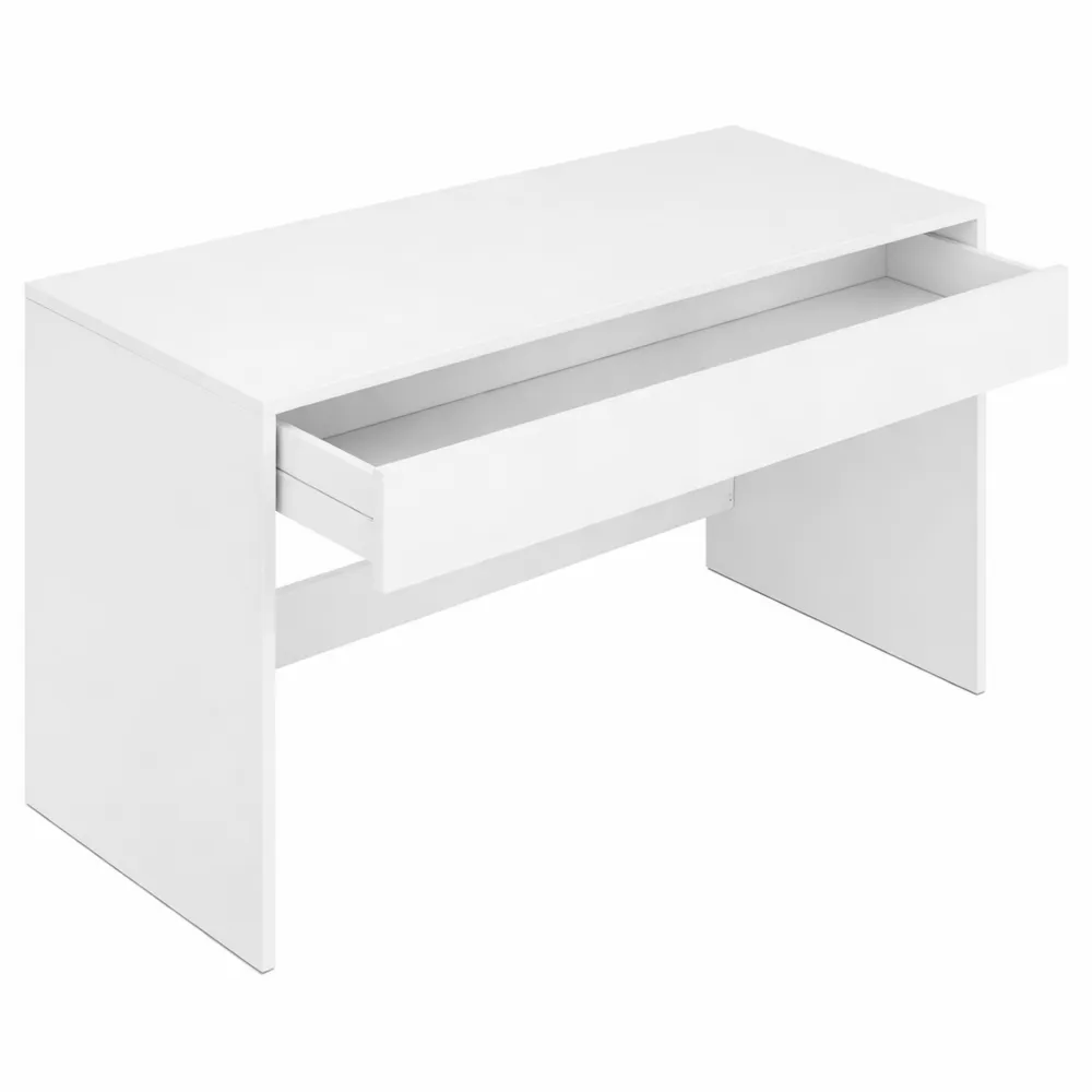 Table de Travail avec Rangement Intégré, Surface en Bois, 100x50x75cm, Blanc