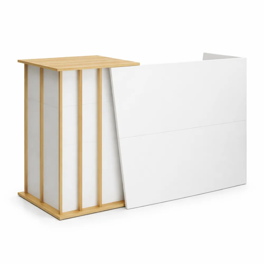 Comptoir d'accueil avec éclairage et espace de rangement verrouillable