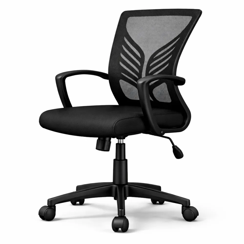 Chaise de Bureau Ergonomique Respirante, Inclinable avec Support Lombaire, Pivotante et Hauteur Réglable