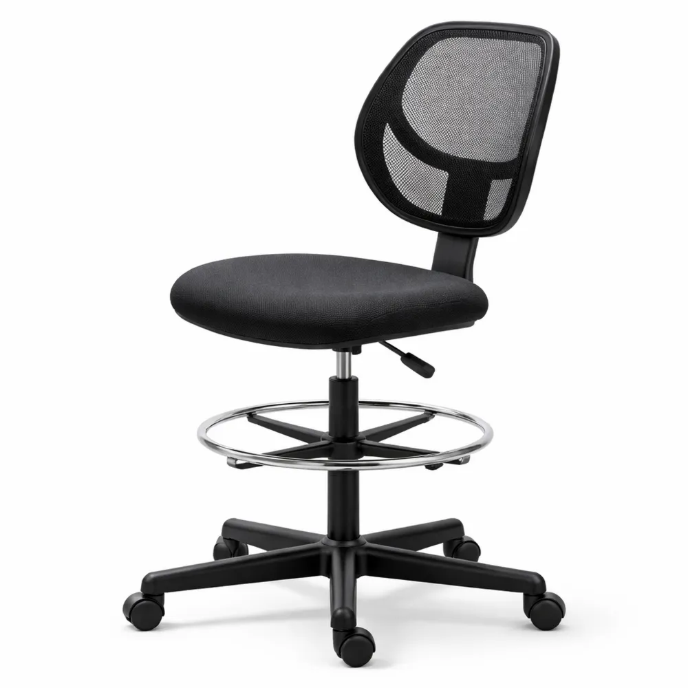 Chaise de Bureau Ergonomique avec Hauteur Réglable et Repose-Pied Pivotant