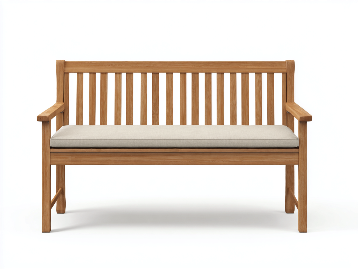 Banco de jardín de madera 150x55x90 cm - color natural - diseño clásico para exterior-Luxeuplab