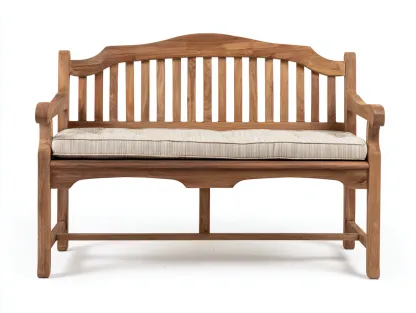 Bancos de jardín de madera con cojín 160x65x95 cm - Madera natural - Estilo clásico para exterior-Luxeuplab