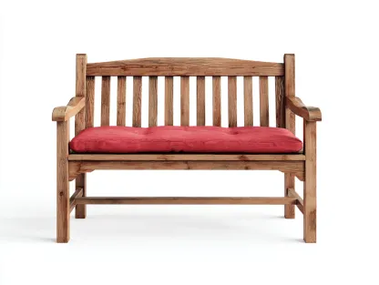 Bancos de jardín de madera con cojín 120x60x85 cm - estructura de madera maciza - rojo-marrón - estilo rústico natural-Luxeuplab
